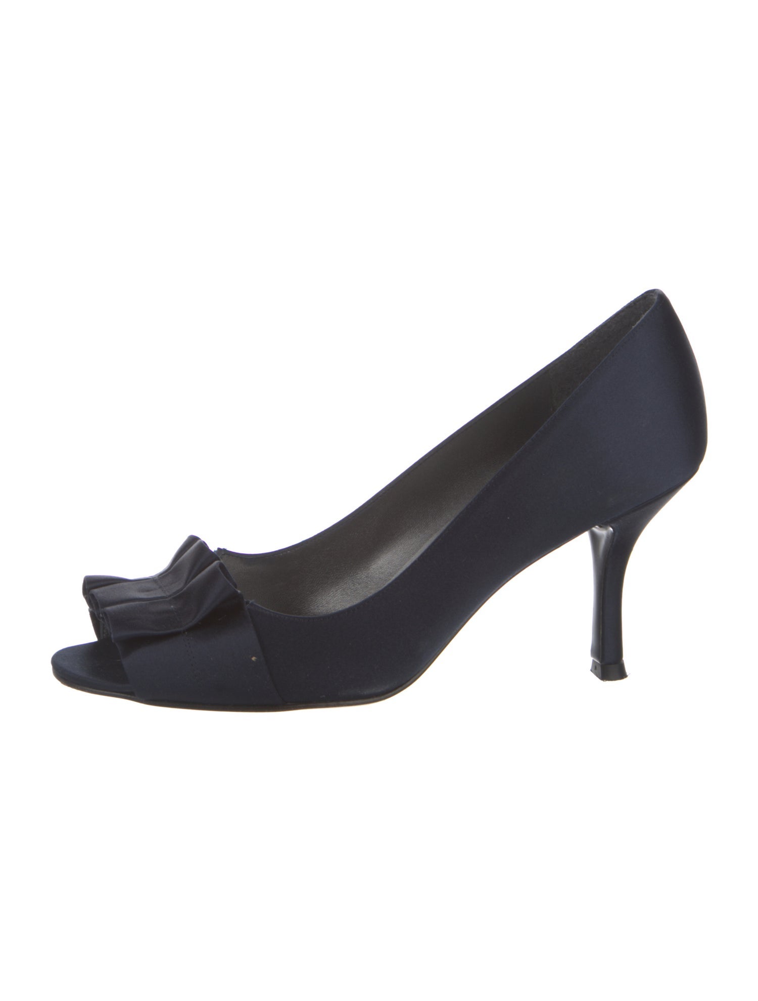 Stuart Weitzman Satin Ruffle Embellishment Pumps